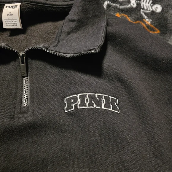 PINK Victoria's Secret Black Half-Zip Pullover Sweatshirt - Picture 2 of 4